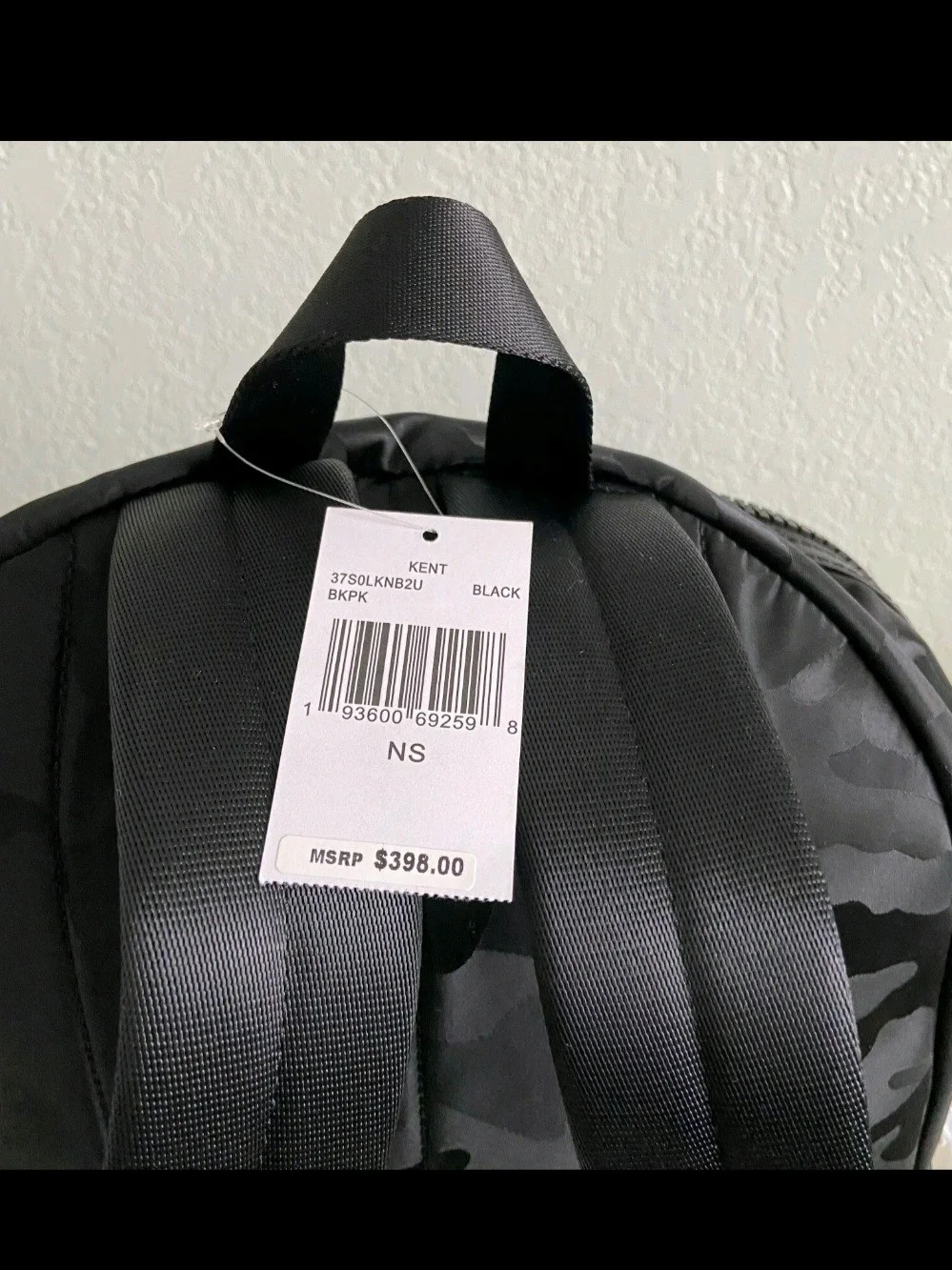 Michael Kors Kent Black Camouflage Nylon Jacquard Large Backpack in Black